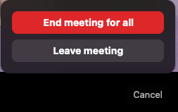 Zoom's options for ending a meeting