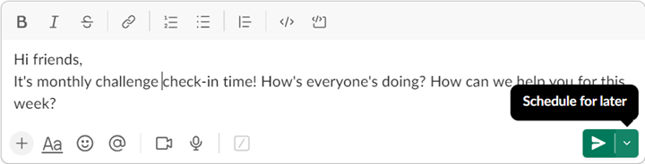 Slack schedule for later